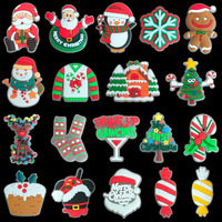 Accessoires de chaussures en caoutchouc fluorescent de Noël, 19 styles, pour DIY, boucles Croc à motif dessin animé pour une ambiance festive, ornements floraux CN Wsd