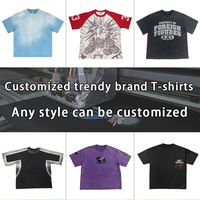 Mingwei Custom Clothing Hersteller Trendy Vintage Marke Kapuzen kragen gewaschene Technik Loose Fit Herbst T-Shirts Shorts S.