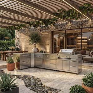Mueble de Cocina Modular para Exterior de Acero Inoxidable 316, Impermeable y Personalizable, <span class=keywords><strong>en</strong></span> Colores Atractivos, con Armario para Jardín - Product Image 1