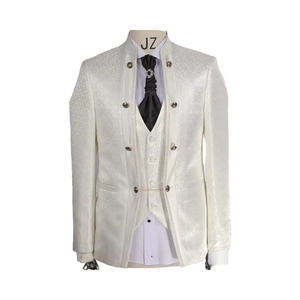 Costumes d'affaires trois pièces à simple boutonnage <span class=keywords><strong>pour</strong></span> hommes Viscose/Polyester anti-rétrécissement formel coupe ajustée gilet pantalon cérémonies de marié 2025 - Product Image 3
