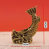 Statue de poisson-dragon en laiton vintage en gros, ornement animal mythique chinois pour table à thé, décoration intérieure, cadeau