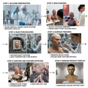 Maschera in Silicone Realistica Personalizzata, Viso Intero con Capelli, per Film, Halloween, Pasqua, Riutilizzabile e Traspirante - Product Image 4
