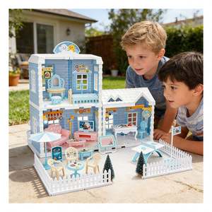 Set de Juego para Niños con Tobogán, Piscina, Balcón, Ascensor, Muebles, Juego de Imitación, Mansión, Juguete de Regalo, Unisex, Diversión Familiar, Plástico - Product Image 6