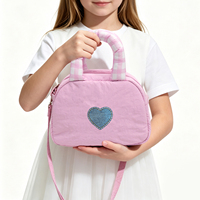 Sac bandoulière mini en nylon pastel pour filles, sac à main mignon avec patch cœur et poignée supérieure en tissu gingham matelassé, cadeau de Noël et d'anniversaire