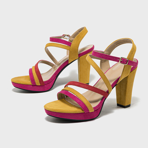 Sandales <span class=keywords><strong>à</strong></span> plateforme multicolores effet daim <span class=keywords><strong>à</strong></span> boucle cheville, bout ouvert, talon bloc, sexy, pour <span class=keywords><strong>femme</strong></span>, avec soutien de la voûte plantaire, grandes tailles disponibles - Product Image 2
