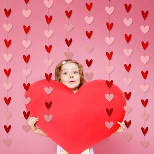 DAMAI Heart Garland Red Pink Valentines Day Decoration Hanging Hearts <b>Banner</b> for Weddings Anniversaries Birthdays Decor - Product Image 2