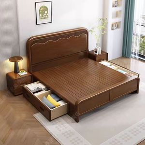 Ensemble de meubles modernes pour <span class=keywords><strong>chambre</strong></span> à coucher complète pour adultes lit double avec rangement pour la maison cadre de lit en bois au design simple pour <span class=keywords><strong>chambre</strong></span> à coucher - Product Image 2