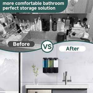 Distributeur de shampoing mural à 3 chambres pour usage domestique sans perçage <span class=keywords><strong>Porte</strong></span>-<span class=keywords><strong>savon</strong></span> rechargeable pour salle de bain hôtel - Product Image 5