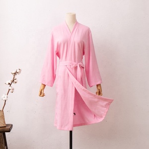 Abito <span class=keywords><strong>Kimono</strong></span> personalizzato in cotone lino Spa Sauna accappatoio da notte lounge vestaglia - Product Image 4