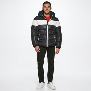Fashion Casual Streetwear Puffer <b>Jacket</b> <b>Men</b> Winter Stand Collar Front Logo Cotton Padded Thick Warm - Product Image 1