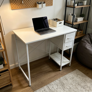 Wholesale Home Office Furniture Writing <strong>Desk</strong> Study Table Computer <strong>Desk</strong> with 2 Fabric Drawers <strong>PC</strong> Table for <strong>Small</strong> Place - Product Image 3