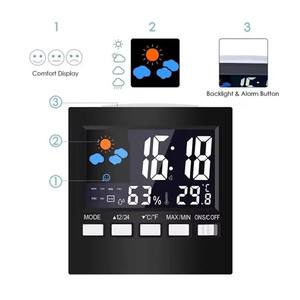 Estação meteorológica <span class=keywords><strong>Display</strong></span> Wifi LED Cor <span class=keywords><strong>LCD</strong></span> Despertador Digital Temperatura e Umidade Controle de Voz Snooze Time Night Light - Product Image 3