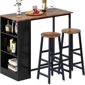 Factory Direct Metal Wall High <strong>Bar</strong> <strong>Table</strong> Set <strong>Round</strong> <strong>Bar</strong> <strong>Stool</strong> <strong>and</strong> Chairs for Kitchen or Living Room for Restaurant or Home Use - Product Image 1