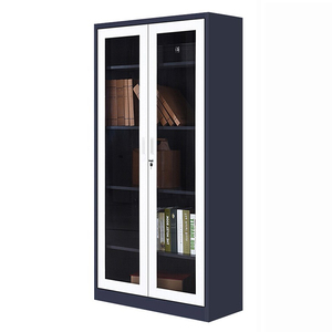 Armoire de classement en acier moderne avec porte vitrée verrouillable et 4 étagères réglables pour bureau, télétravail et école - Product Image 5