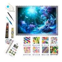 Kit de Peinture Diamant Sirène Fantaisie Sous-Marine Plumes Bleues Perles Carrées Bricolage Artisanat Décoration Maison Cadeau Décoration Murale Intérieure