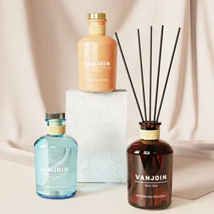 Luxury 100 ml home fragrance reed preserved floral diffuser round clear glass bottle with stopper with packaging box