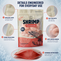 Op maat gemaakte bedrukte matte verpakkingen voor vis, met ritssluiting, voor het verpakken van diepvriesvis, garnalen en zalm.