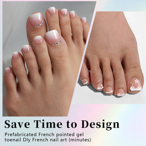 Lot de 120 faux ongles de manucure et pédicure, design français, courts, carrés, à presser, pour la beauté des ongles - Product Image 4