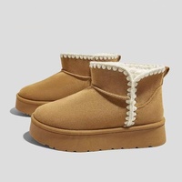Nouvelles bottes d'hiver confortables pour femmes, design tendance, en peluche, à enfiler, doublées de polaire, bottes de neige à la cheville et à la botte