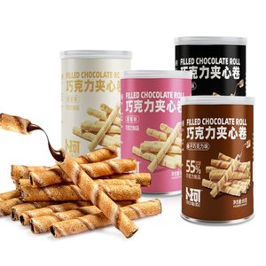 Snacks exotiques, gaufrettes enroulées, biscuits, chocolat, fraise, vanille, noisette, bâtonnets de biscuits fourrés, biscuits - Product Image 1