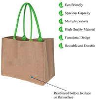 Bolsa de Compras de Yute y Lino Ecológica Personalizada, con Patrón de Letras, Plegable y Portátil, OEM/ODM, Venta al Por Mayor, Vietnam, 13x17x9