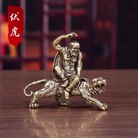 Figurine d'arhat en cuivre pur, style antique, style zen chinois, décoration de bureau, mini-statue pour le bureau