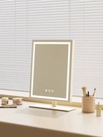 Miroir de maquillage pleine surface pour bureau, miroir de vanité rotatif avec éclairage, miroir de beauté pour la maison, chambre principale, coiffeuse