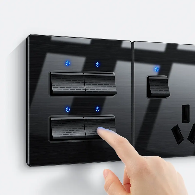 YINKA 4gang 2Way dokunmatik anahtar paneli siyah altın beyaz NFC özel temperli cam güç çıkışı Minimalist tarzı