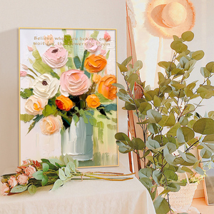 Impresión en lienzo de flores con textura 3D, pinturas artísticas de pared abstractas para decoración de hogar, oficina, Hotel - Product Image 1