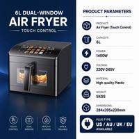 Friteuse à air chaud professionnelle 1400W avec écran tactile LED, cuisson rapide, ensemble de casseroles amovibles pour des aliments croustillants, vente en gros