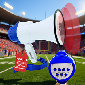 ไมโครโฟนเชียร์รุ่น S-Cone Mini กำลังขับ 30 วัตต์ พร้อมเสียงไซเรน บันทึกเสียงได้ สีฟ้าขาว สำหรับกีฬาฟุตบอล เบสบอล ลำโพงเสียงดัง พร้อมด้ามจับตามหลักสรีรศาสตร์ - Product Image 2