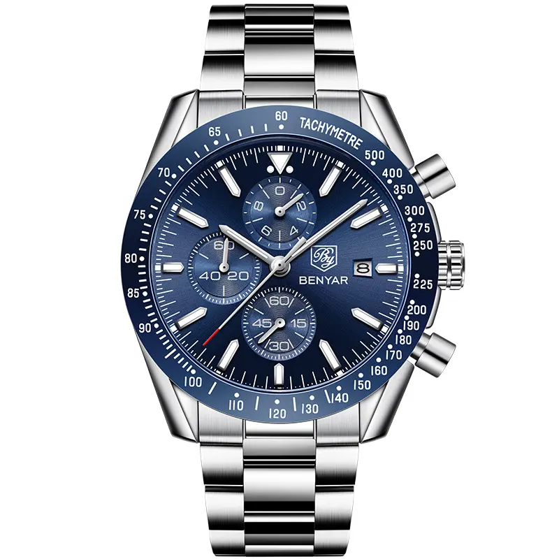 Benyar Watch Men Top Brand Luxury Silicone Business Sports Chronograph Quartz Wrist Watch Men Clock Relogio Masculino Saat