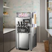 YKF-7118 Machine à glace molle commerciale 3 saveurs, en acier inoxydable, pour comptoir, nouvelle, 220V