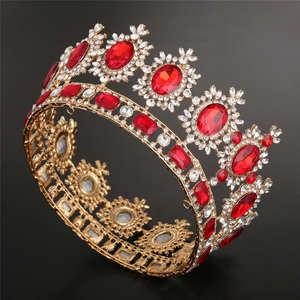 Eur-America Round Diamond Crown Headpieces Luxe Alliage Rétro Couronne Mariage Pageant Couronne Haute Qualité Exquis Princesse Diadème - Product Image 1