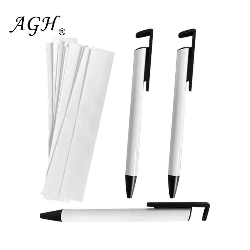 AGH China Usa Warehouse Best Seller White Metal Sublimation Ballpoint Pens Blank With Shrink Wrap For Sublimation Printing