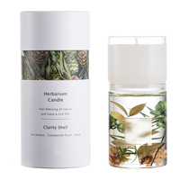 True Scent Großhandel Weihnachten Botanische Trocken blume Soja Wachs Rose Duft Öl Gel Duft kerzen Mit Zylinder Box