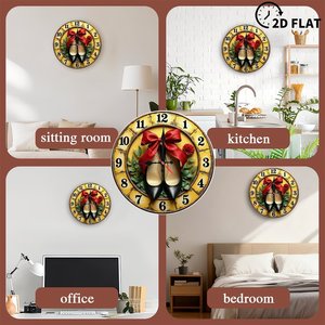 Round Wooden Wall <b>Clock</b> <b>Roman</b> Numeral Design Handcrafted Silent Non Ticking Home Interior Decoration - Product Image 3