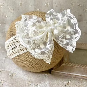 Fabbrica avorio/<span class=keywords><strong>rosa</strong></span>/bianco fiocco per bambine in pizzo fascia per bambini e fiocco per capelli <span class=keywords><strong>da</strong></span> neonato - Product Image 2