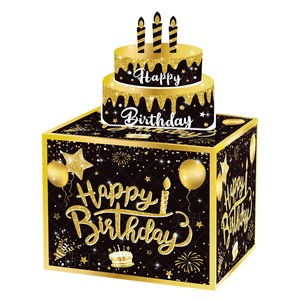 Cajas Sorpresa para Fiestas de Cumpleaños de Nicro Factory, Accesorios para Ambiente Festivo, Juego de Sacar Dinero, Cajas de Papel Negras y Doradas para Agarrar Dinero - Product Image 1