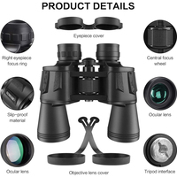 Jumelles de haute puissance 20x50, compactes, HD, professionnelles, étanches, pour adultes, télescope pour l'observation des oiseaux, les voyages, directement de l'usine