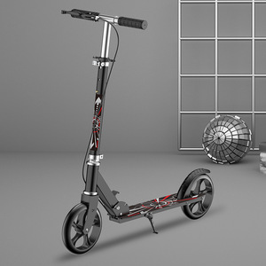 Trottinette pliable urbaine pour adultes à deux roues avec grande roue plate en PU et frein à main pour un transport pratique - Product Image 1