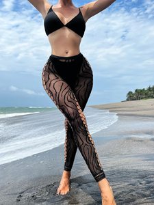 Collant a Rete Larghi Floreali Sexy Senza Piedi per Donna, Estivi, <span class=keywords><strong>Taglie</strong></span> <span class=keywords><strong>Forti</strong></span>, Traspiranti ed Eco-Friendly - Product Image 2