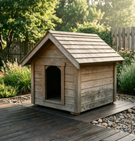 Nichoir d'extérieur de luxe moderne pour chien de taille moyenne à grande, imperméable, avec motif lettres, structure en bois, idéal pour l'été