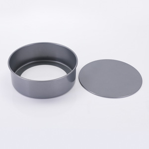 Molde redondo para pastel <span class=keywords><strong>de</strong></span> esponja, <span class=keywords><strong>de</strong></span> acero al carbono, antiadherente, alto, con tapa, para hornear en horno, color gris espacial. - Product Image 1