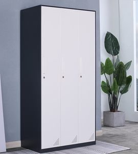 Modern Steel 3-<b>Door</b> Grey Lockers for Home Bedroom School Dorm Living Room <b>Bathroom</b> Laundry Gym Wardrobe - Product Image 1