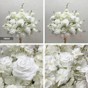 미국 창고 재고 있음 50cm 화이트 인조 꽃볼 웨딩 센터피스 리셉션 호텔 가정 생일 장식용 - Product Image 3