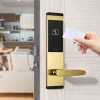 Cerradura Inteligente RFID Moderna y Duradera de Acero Inoxidable para Puerta de Madera, Sistema de Control de Acceso T57 con Almacenamiento en la Nube para Hoteles, Llave de Tarjeta Dorada