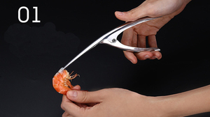 Pelador de camarones de acero inoxidable, dispositivo de pelado de camarones, herramientas creativas de cocina - Product Image 4
