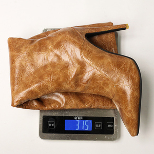Bottes hautes plissées à talons fins et hauts, pointure large 47, bout pointu, pour femmes - Product Image 6