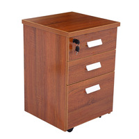 Meuble de Rangement Moderne en Bois à 3 Tiroirs Extensibles avec Serrure, Diviseurs et Roues Universelles pour Bureau à Domicile